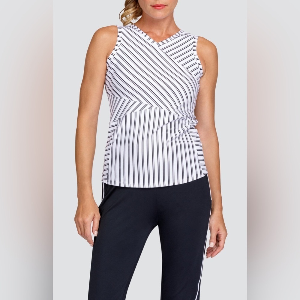 Tail Abrielle Athletic Tank Infinity Stripe UPF Black White Large